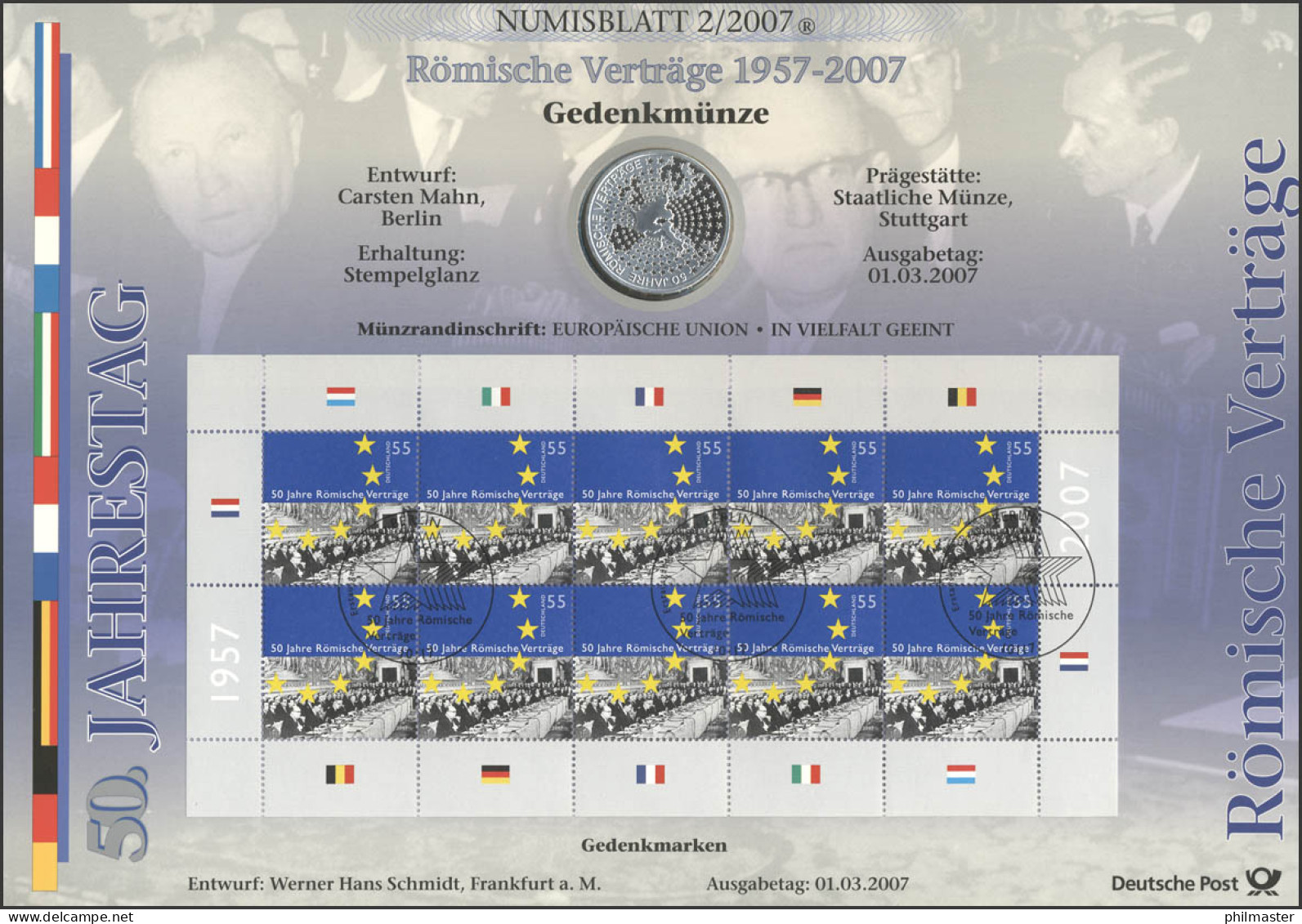 2593 Römische Verträge / Europäische Wirtschaftsgemeinschaft - Numisblatt 2/2007 - Coin Envelopes