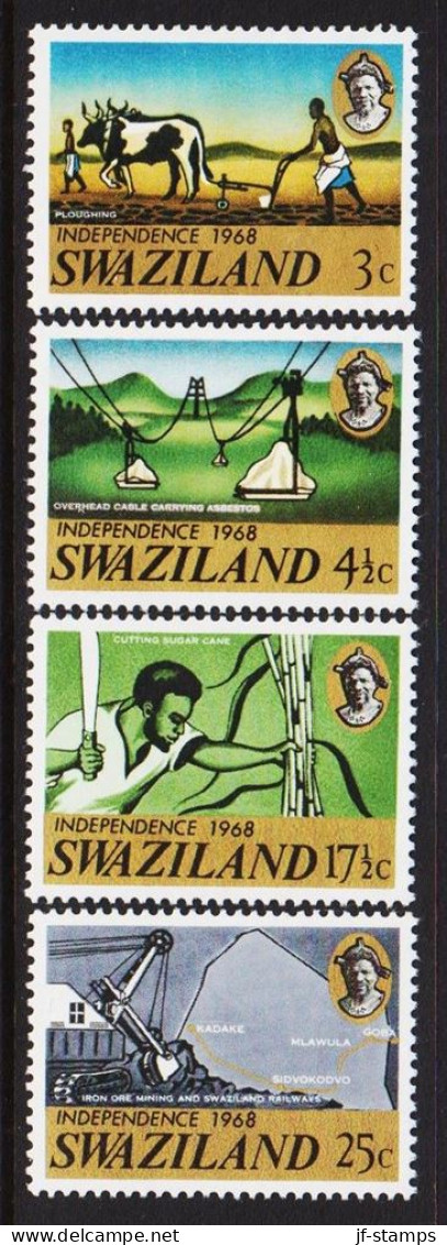 1968. SWAZILAND. INDEPENDENCE Complete Set With 4 Stamps Never Hinged.  (MICHEL 156-159) - JF544936 - Swasiland (...-1967)