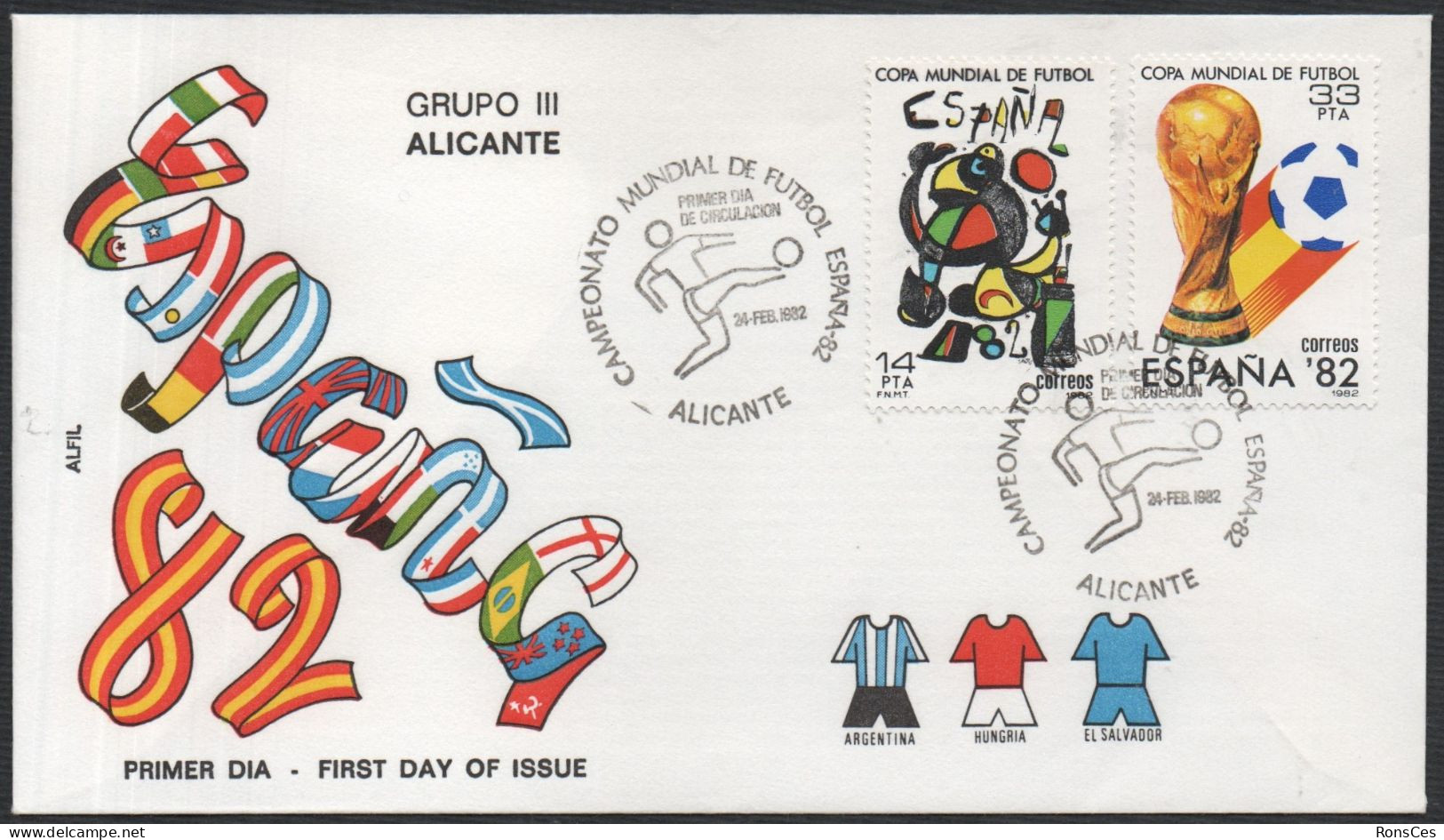 FOOTBALL - ESPAGNE ALICANTE 1982 - CAMPEONATO MUNDIAL DE FUTBOL - GRUPO III - FDC - A - 1982 – Espagne