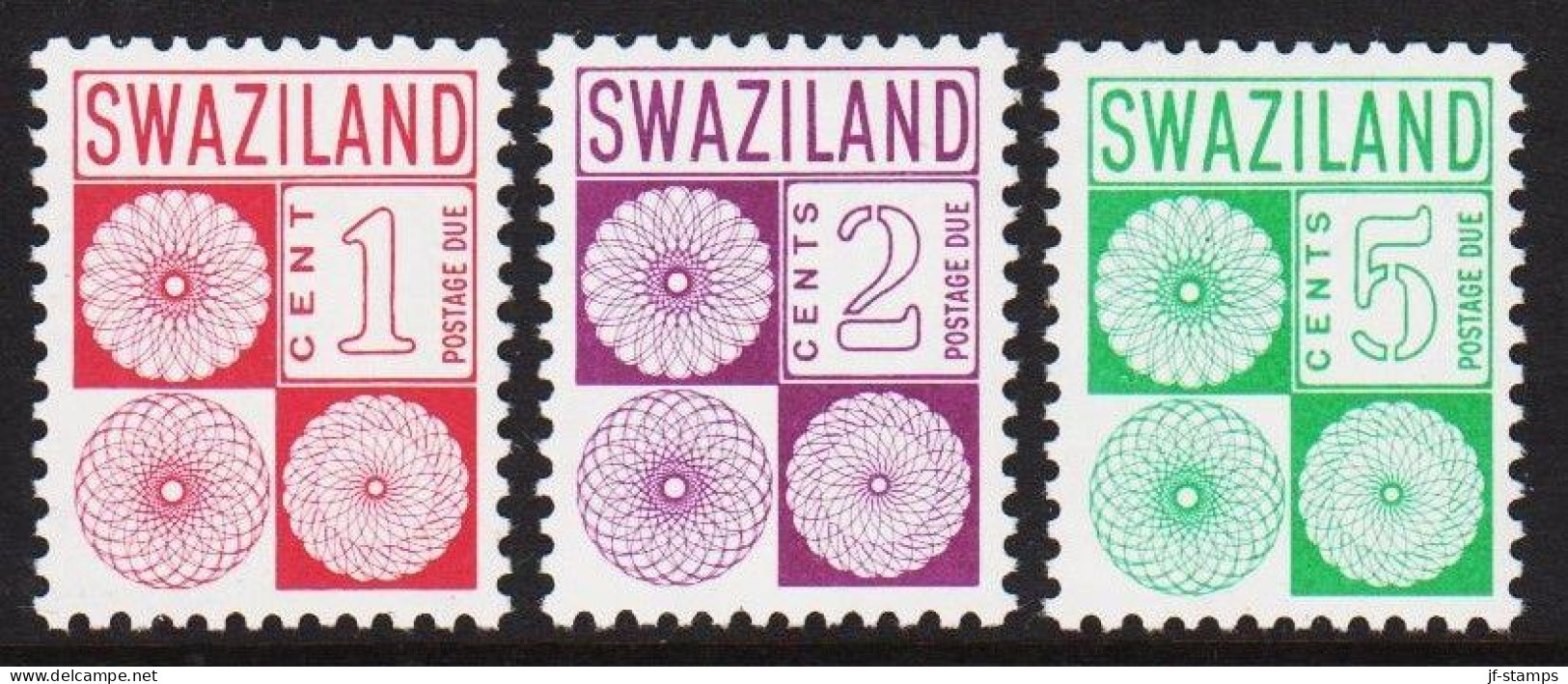 1971. SWAZILAND. Postage Due 1, 2 And 5 CENTS NEVER Hinged.  (Michel Porto 10-12) - JF544947 - Swaziland (...-1967)