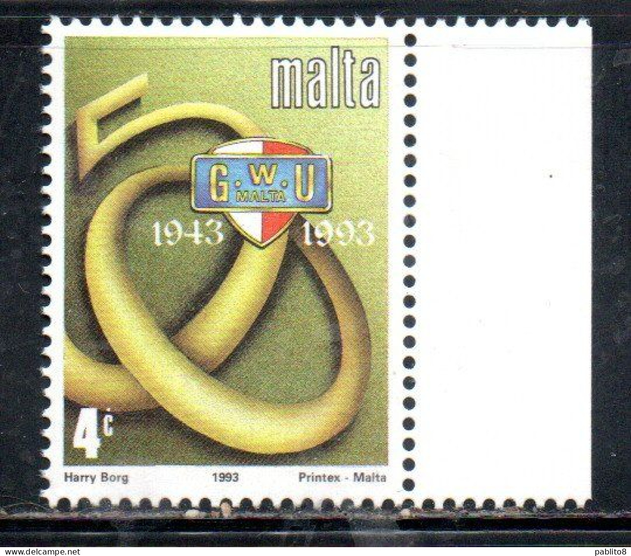 MALTA 1993 GENERAL WORKERS' UNION 50th ANNIVERSARY 4c MNH - Malte