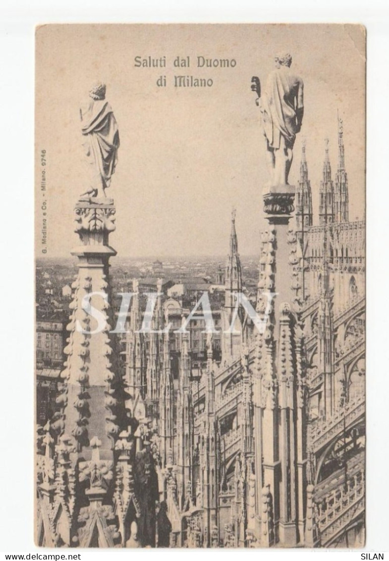 Postal Antigua Saluti Dal Duomo Di Milano Catedral De Milán Italia - Antike