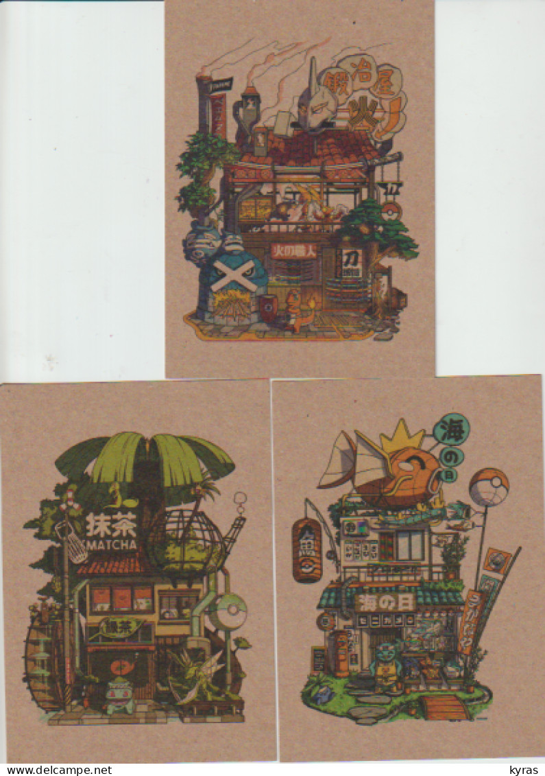 Lot 3 Cpm 10x15. ("Tortues Ninja"?) Dont "Matcha /Paiheme"(Illustr. Japonais ?) Dos Uni Bistre - Contemporary (from 1950)