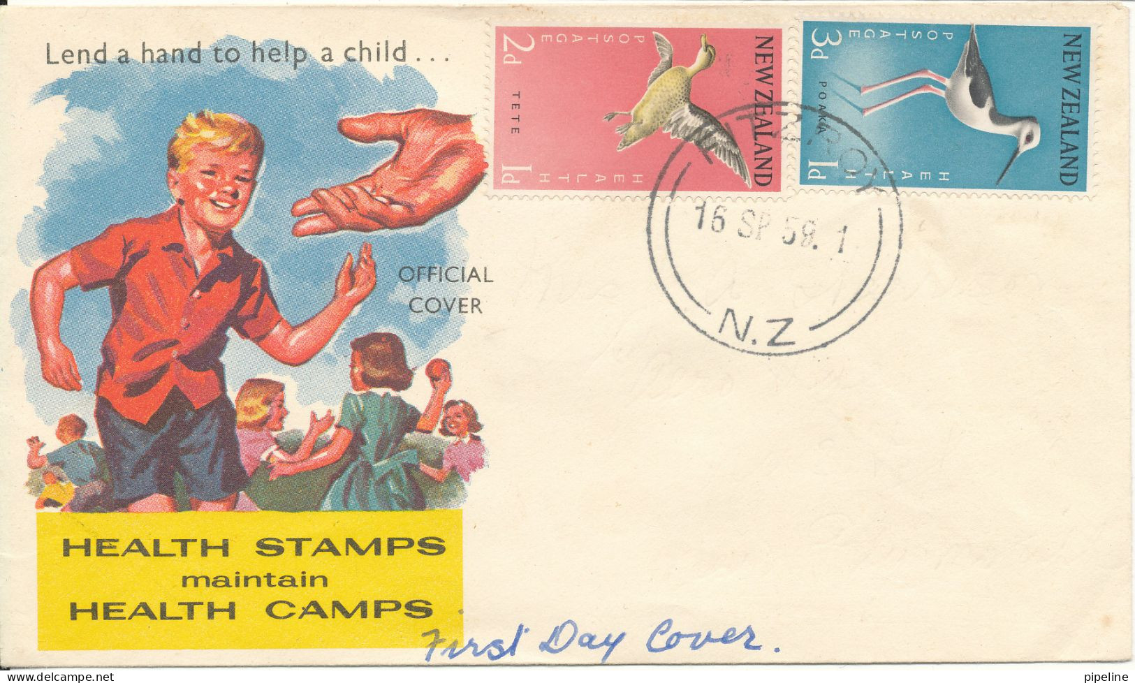 New Zealand FDC 16-9-1959 Health Stamps BIRDS Complete Set Of 2 With Cachet - FDC