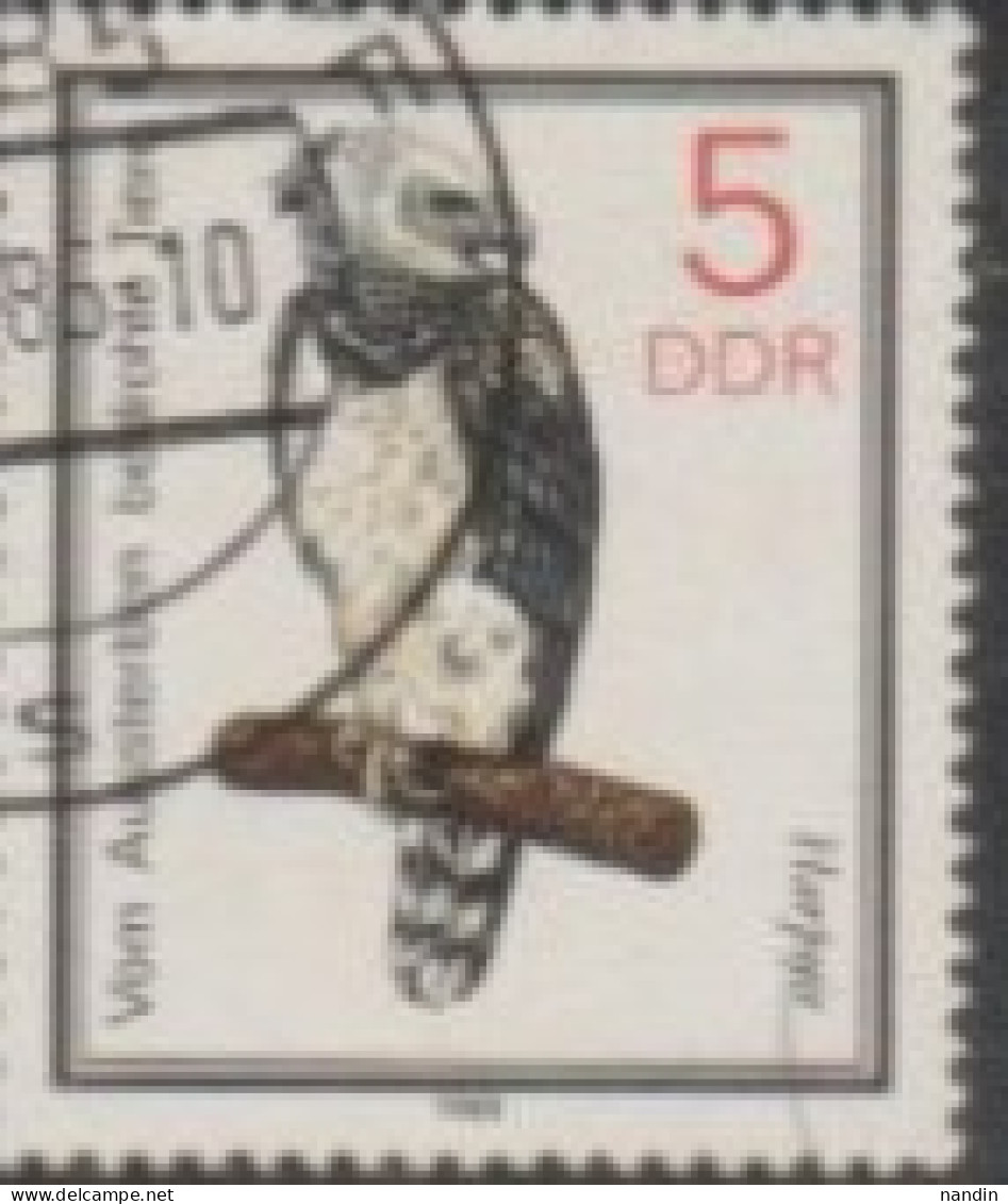 1985 DDR USED STAMP ON BIRD/Protected Animals/Harpia Harpyja-Eagles - Aquile & Rapaci Diurni