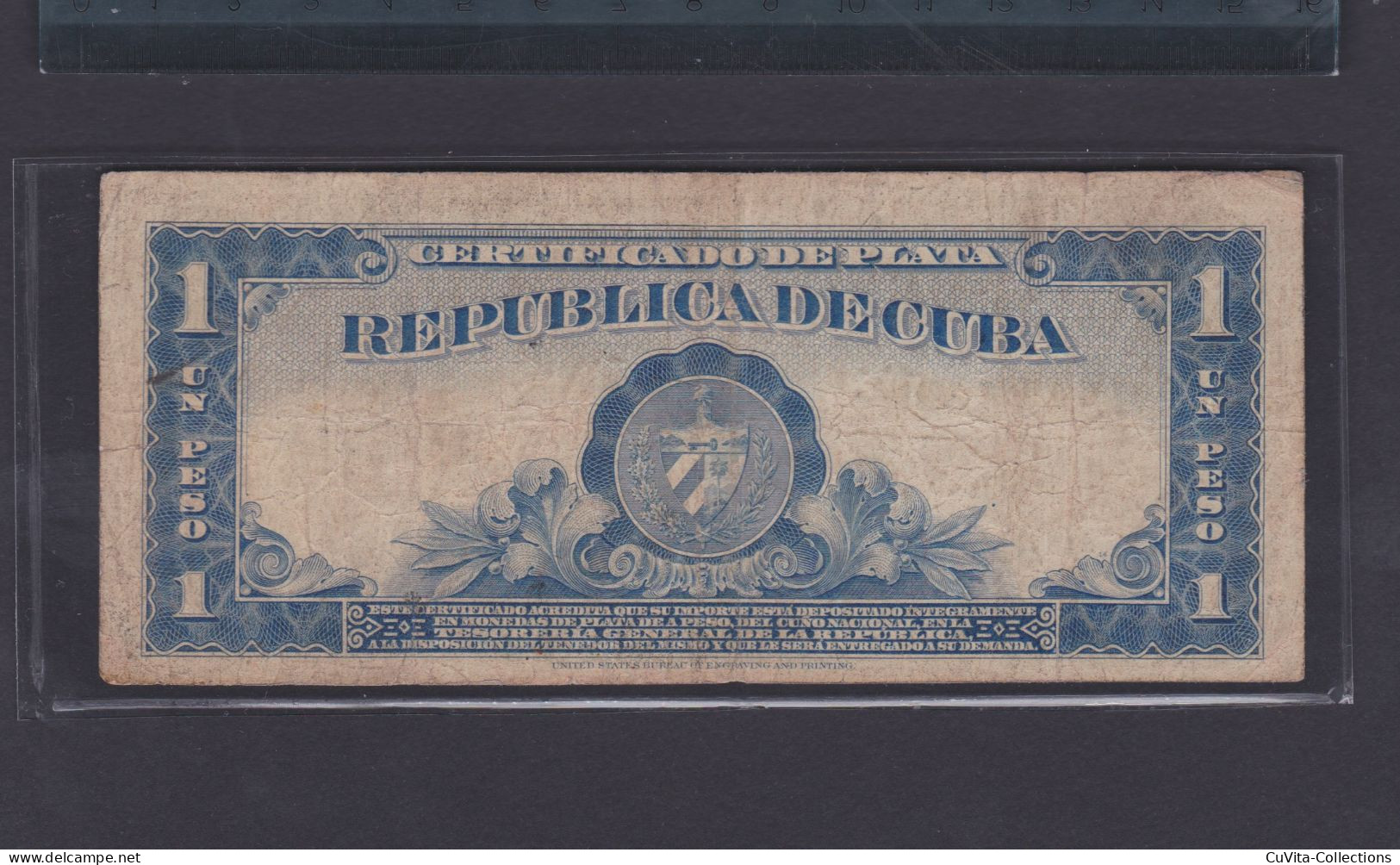 CUBA 1 PESO 1938 F/BC Certificado De Plata - Kuba