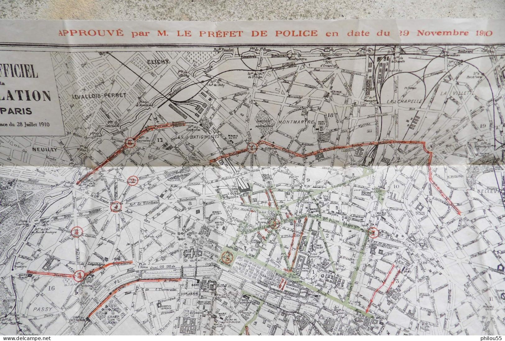 1/27000e Carte Officiel De La Circulation Dans PARIS 1910 L. HANNEQUIN Appouve Par Le Prefet De Police - Strassenkarten