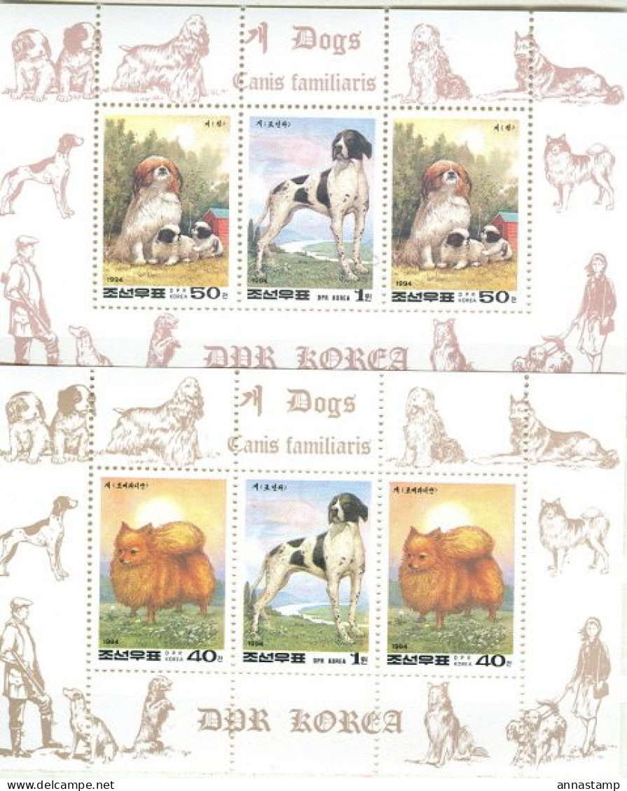 North-Korea MNH Set, 5 Minisheets And SS - Chiens