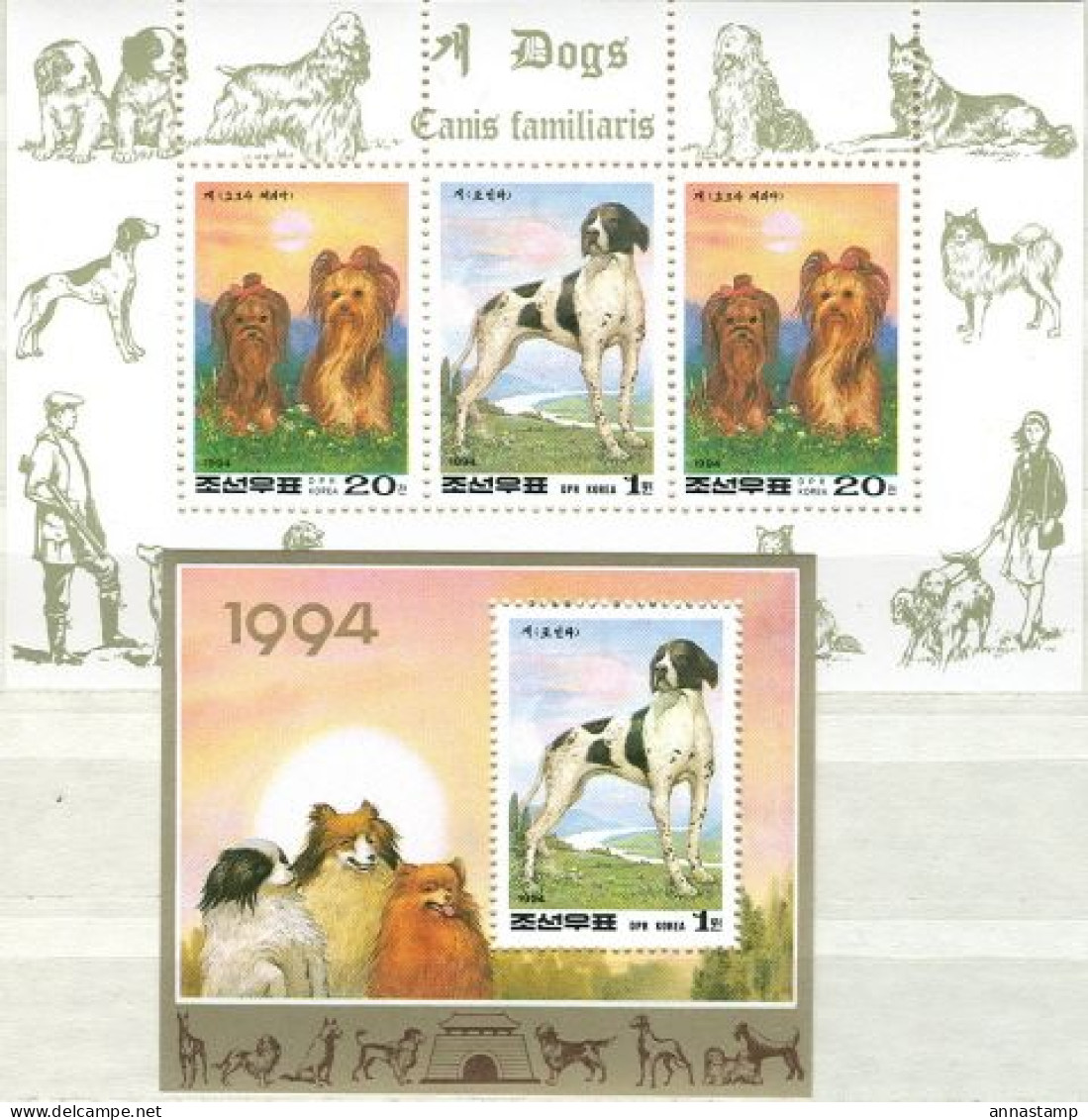 North-Korea MNH Set, 5 Minisheets And SS - Chiens