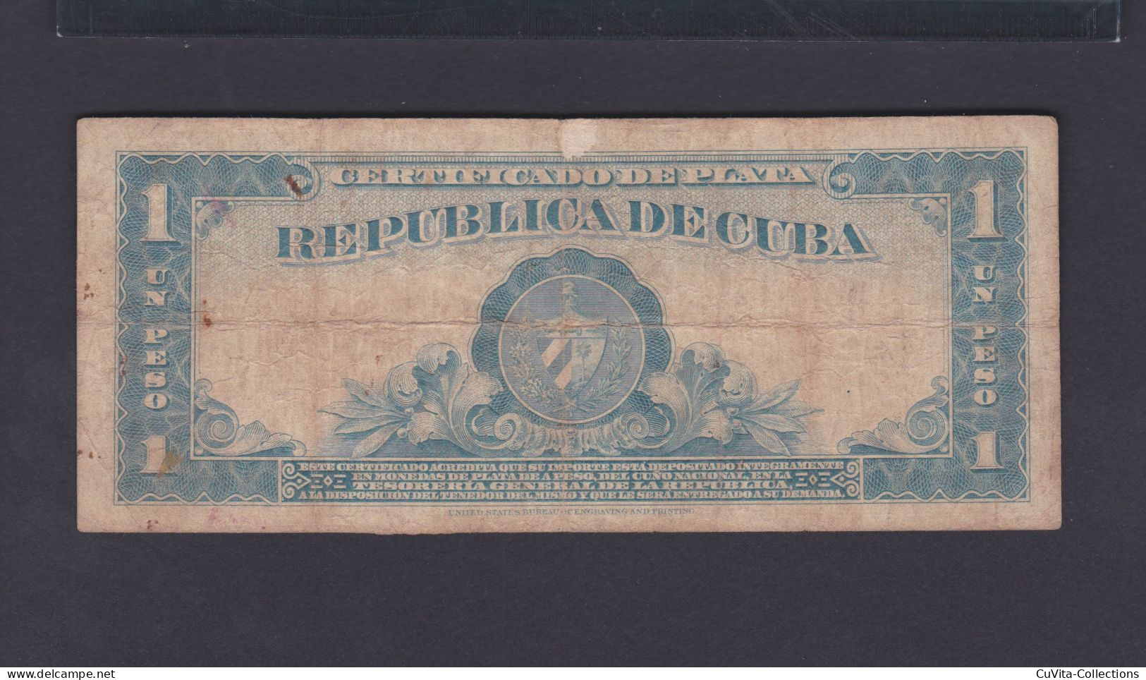 CUBA 1 PESO 1948 F/BC Certificado De Plata - Kuba