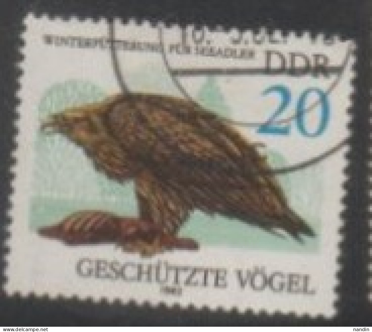 1982 DDR USED STAMP ON BIRD/Protected Animals/Haliaeetus Albicilla-Eagle - Aquile & Rapaci Diurni