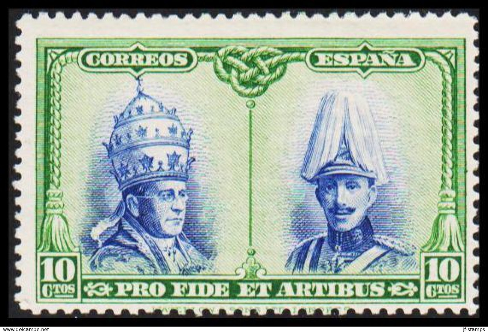 1928. ESPANA. Pius XI & Alfons XIII, 10 Ctos, Hinged. (Michel 397) - JF545008 - Nuovi