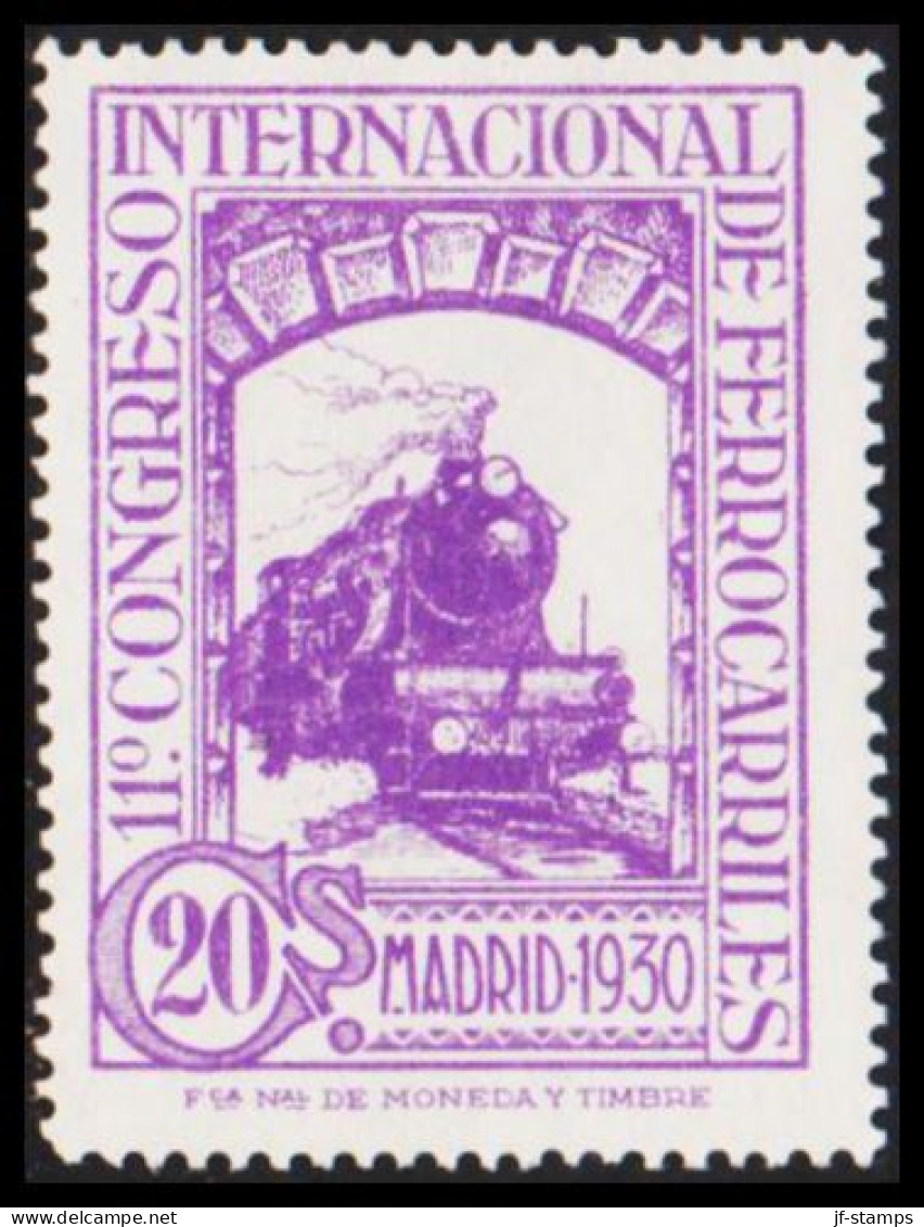 1930. ESPANA. RAILWAYS CONGRES. Locomotive Motive. 20 Cs, Without Gum.  (Michel 449) - JF545015 - Nuovi