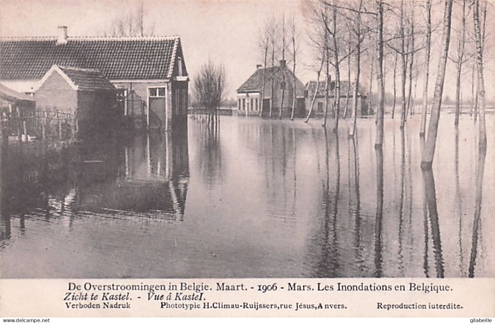 MOERZEKE - CASTEL- Overstroomingen Van Maart 1906 - Inondations De Mars 1906 - Vue A Kastel - Hamme