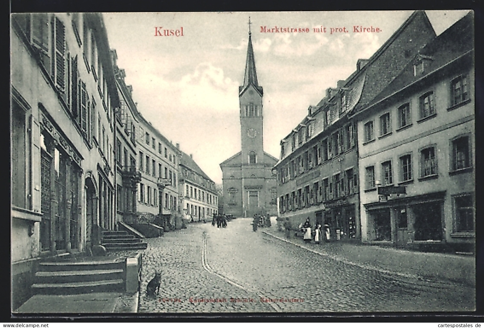 AK Kusel, Marktstrasse Mit Prot. Kirche  - Kusel