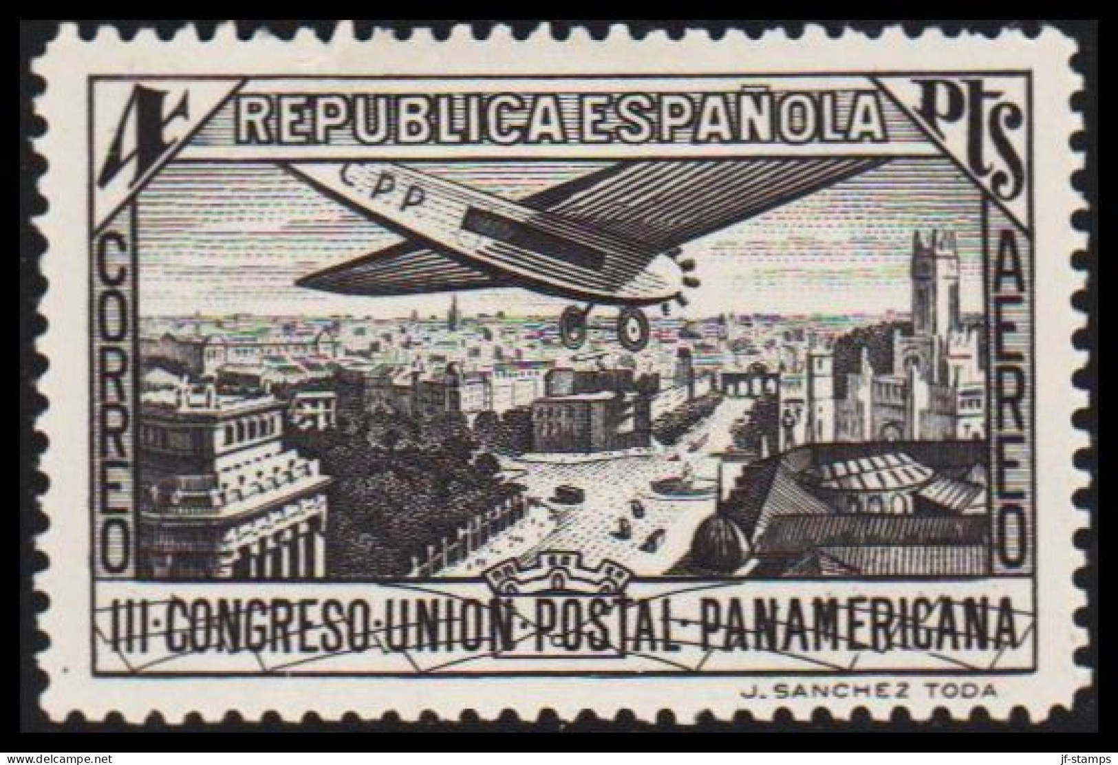 1931. ESPANA. III CONGRESO UNION POSTAL PANAMERICANA, CORREO AEREO. 4 PTS, Hinged. (Michel 597) - JF545055 - Nuovi