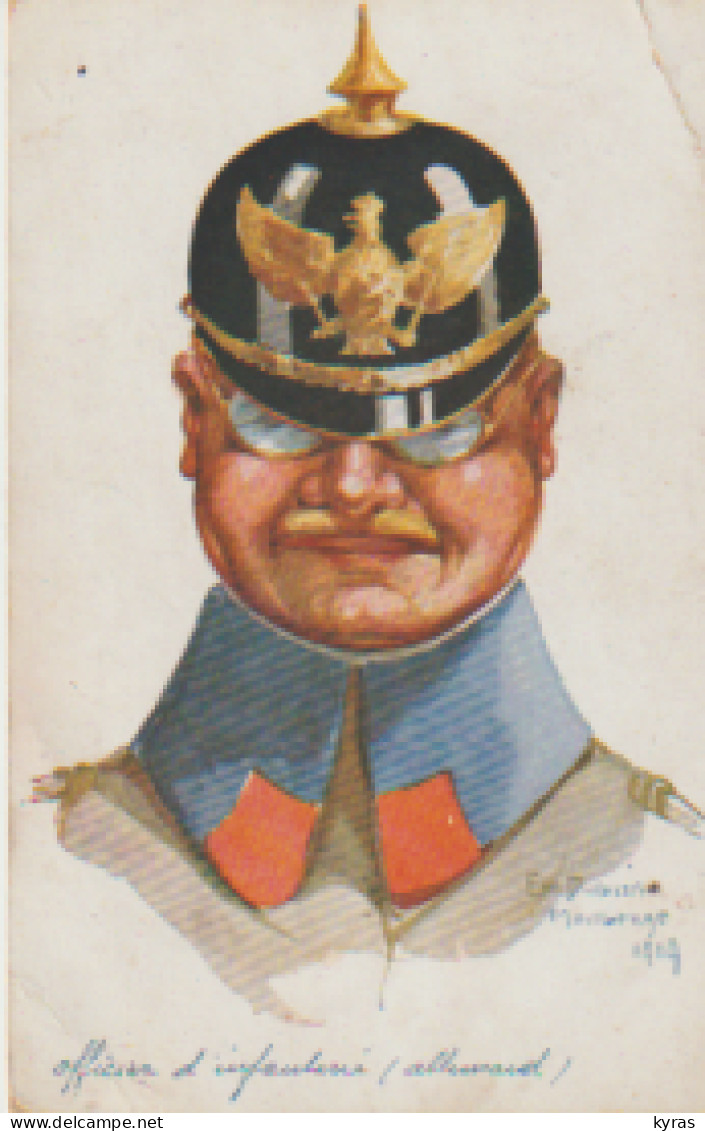 Caricature Militaria Illust. Emile DUPUIS Série Leurs Caboches "Officier D'Infanterie (allemand) Maubeuge 1914 - Dupuis, Emile