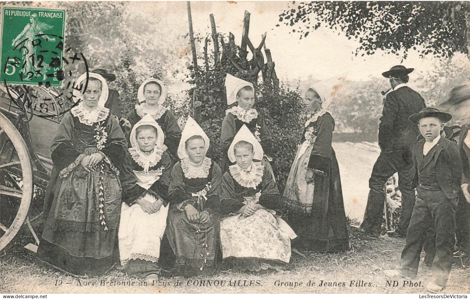 NOCES - Noce Bretonne Au Pays De Cornouailles - Groupe De Jeunes Filles - Carte Postale Ancienne - Huwelijken