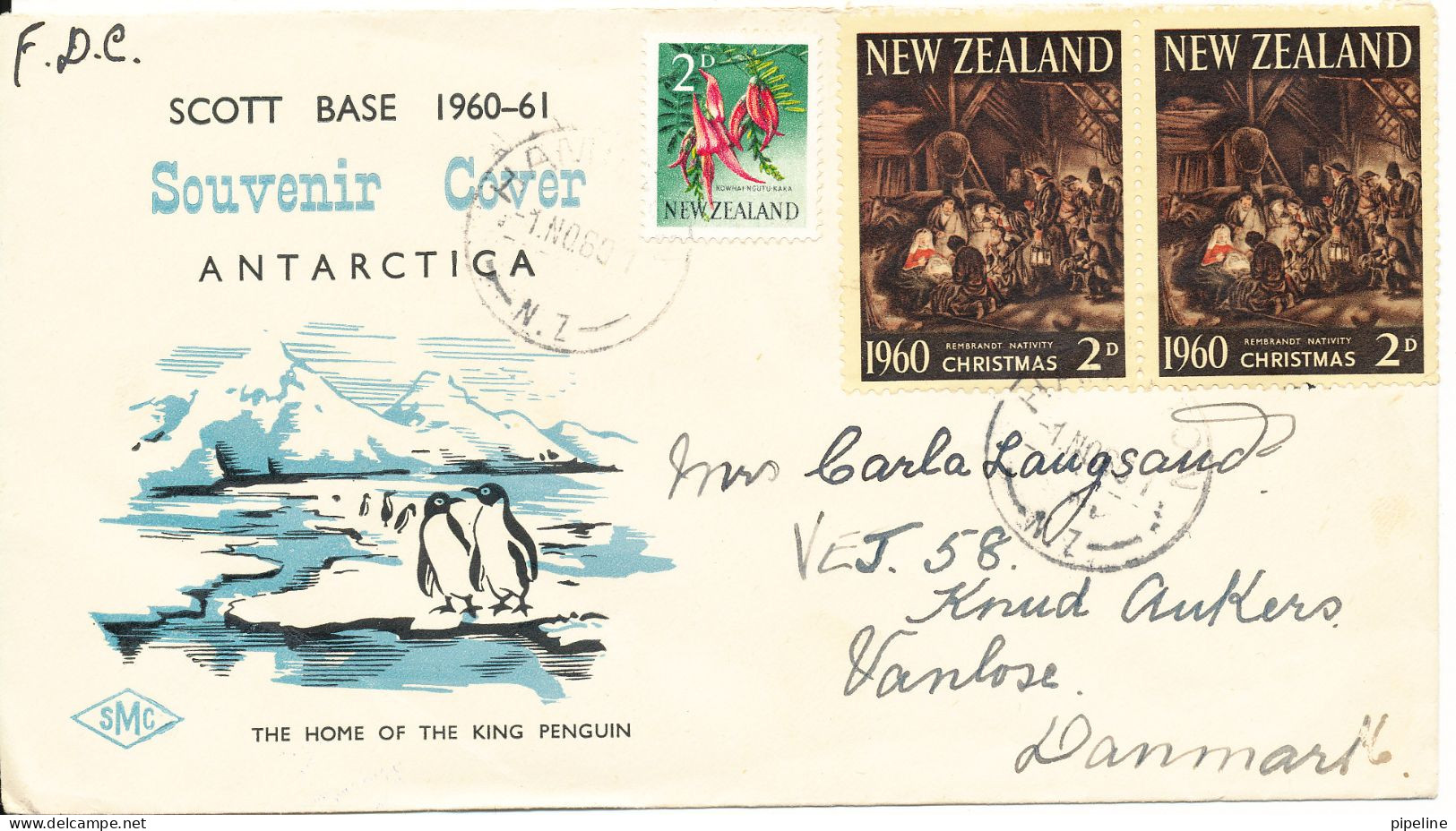 New Zealand FDC 1-11-1960 Scott Base 1960 - 61 Antarctica With Cachet - FDC