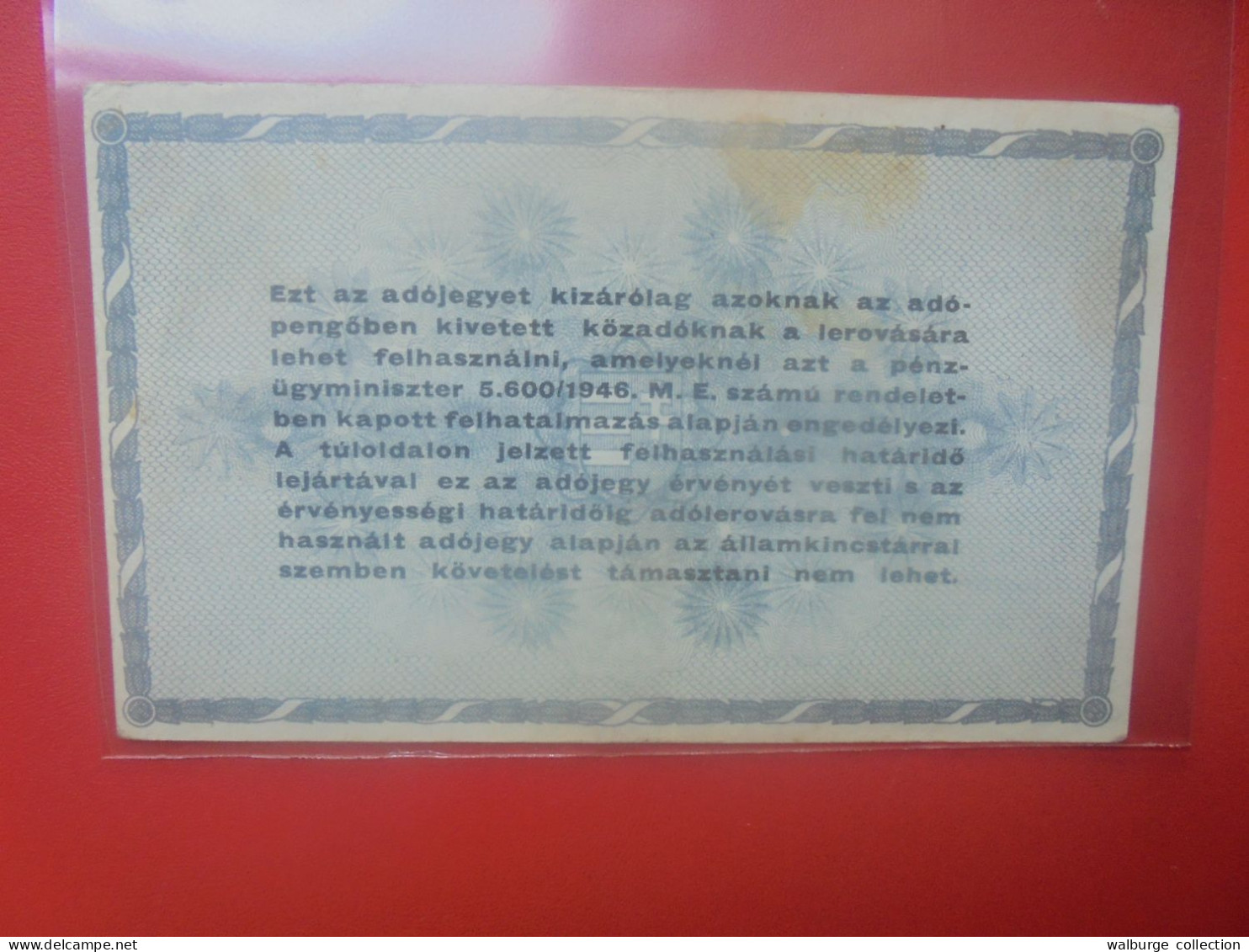 HONGRIE (TAX PENGÖ) 50.000 ADOPENGÖ 1946 Circuler (B.33) - Hungary