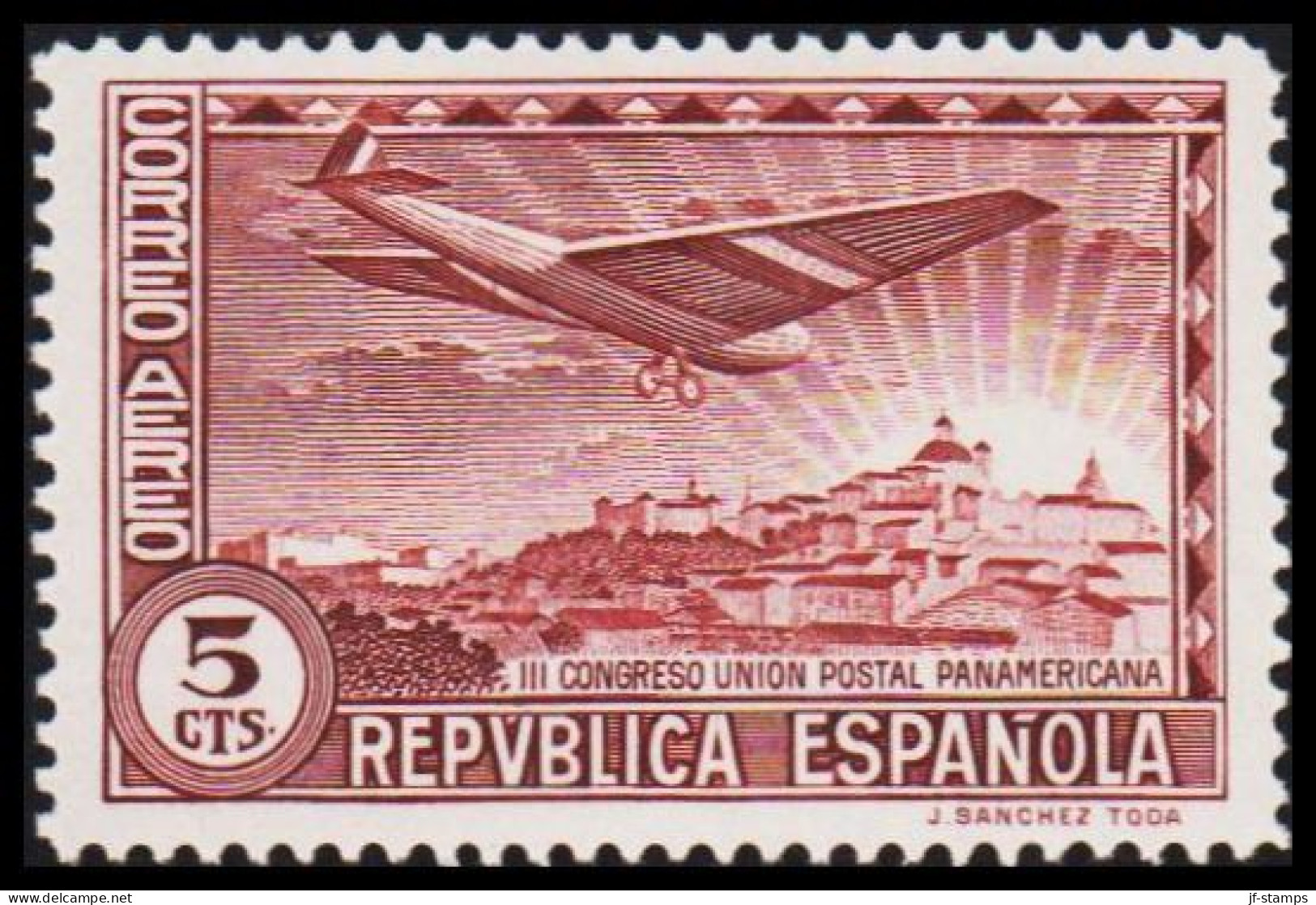 1931. ESPANA. III CONGRESO UNION POSTAL PANAMERICANA, CORREO AEREO. 5 Cts, Hinged. (Michel 592) - JF545070 - Neufs