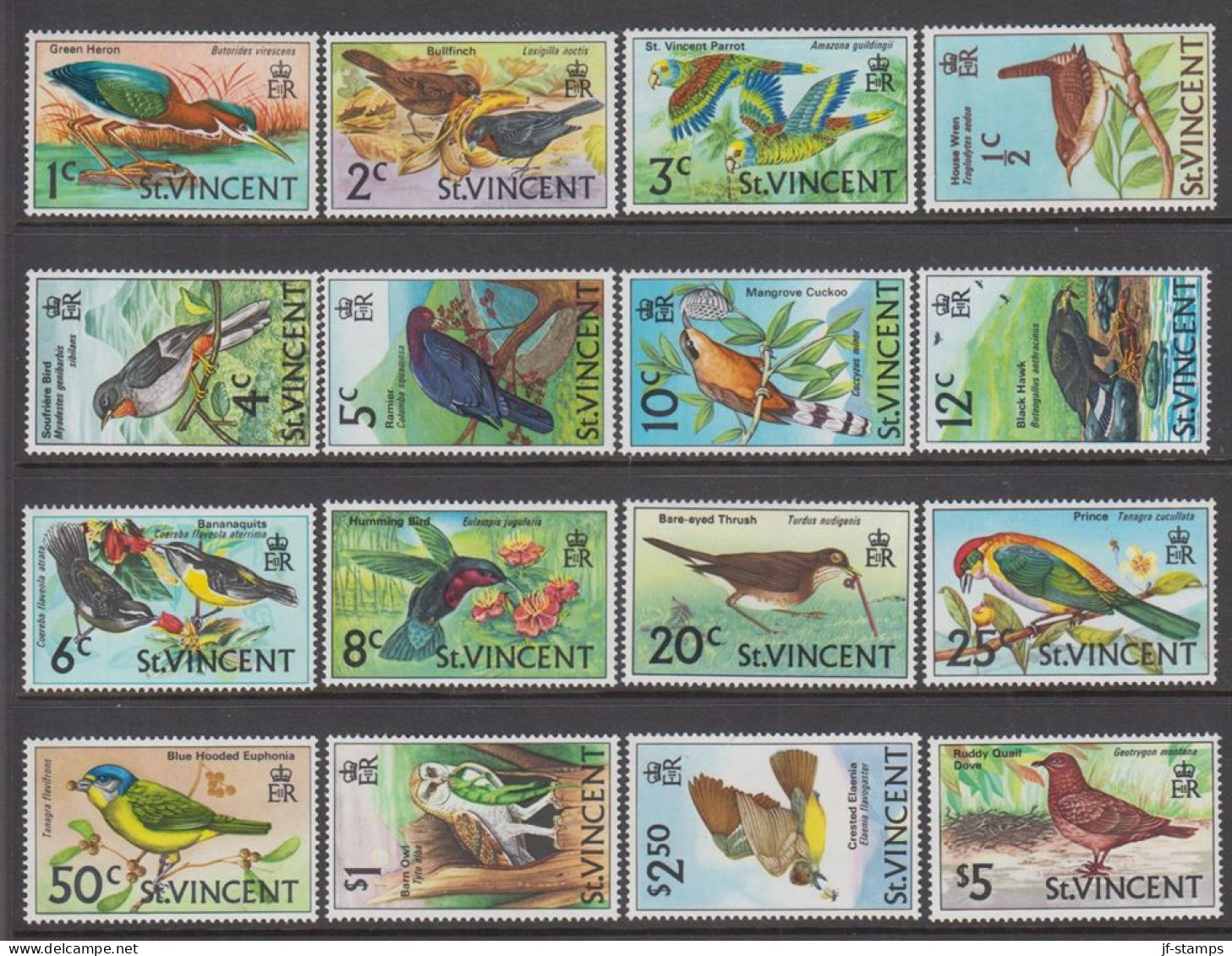 1970-1973. ST. VINCENT.  BIRDS Complete Set With 16 Stamps. Never Hinged.  (Michel 258-273) - JF524868 - St.Vincent (...-1979)