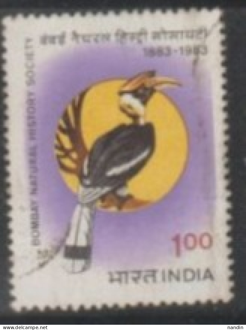 1983 INDIA USED STAMP ON BIRD/The 100th Annv Of The Natural History Society, Bombay/Buceros Bicornis-Great Hornbill - Pellicani