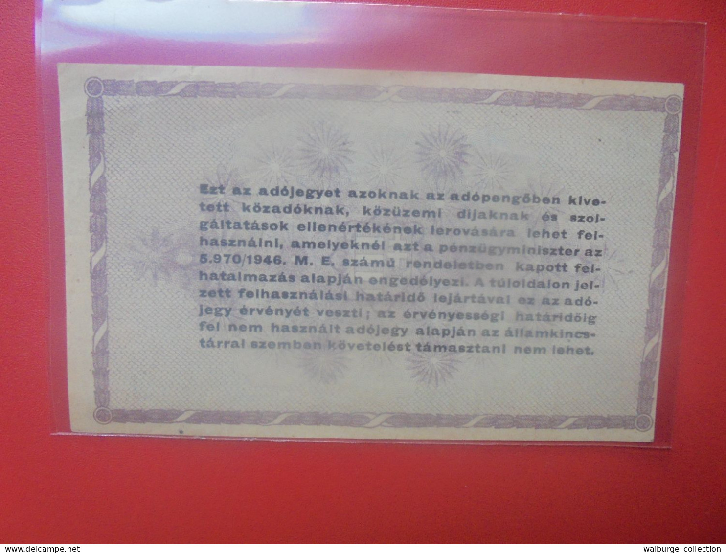 HONGRIE (TAX PENGÖ) 500.000 ADOPENGÖ 1946 Circuler (B.33) - Hungary