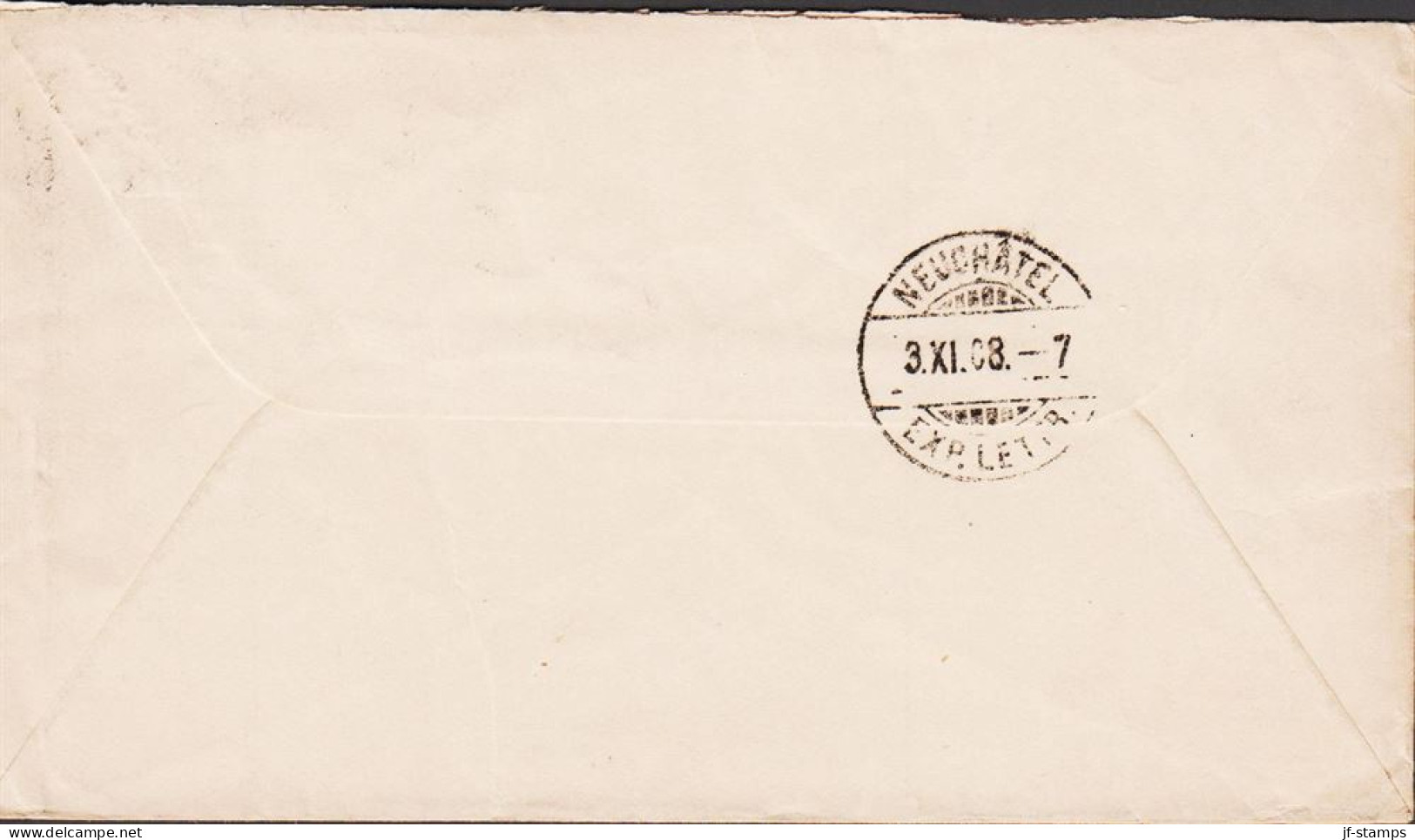 1908. RUSSIA LATVIA. RUSSIAN 7 KOP ENVELOPE With Additional 3 KOP To Neuchatel, Schweiz Cancelled VINDAVA ... - JF545093 - Lettland