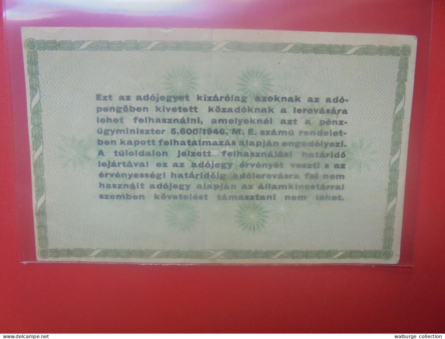 HONGRIE (TAX PENGÖ) 50.000 ADOPENGÖ 1946 Circuler (B.33) - Hongarije