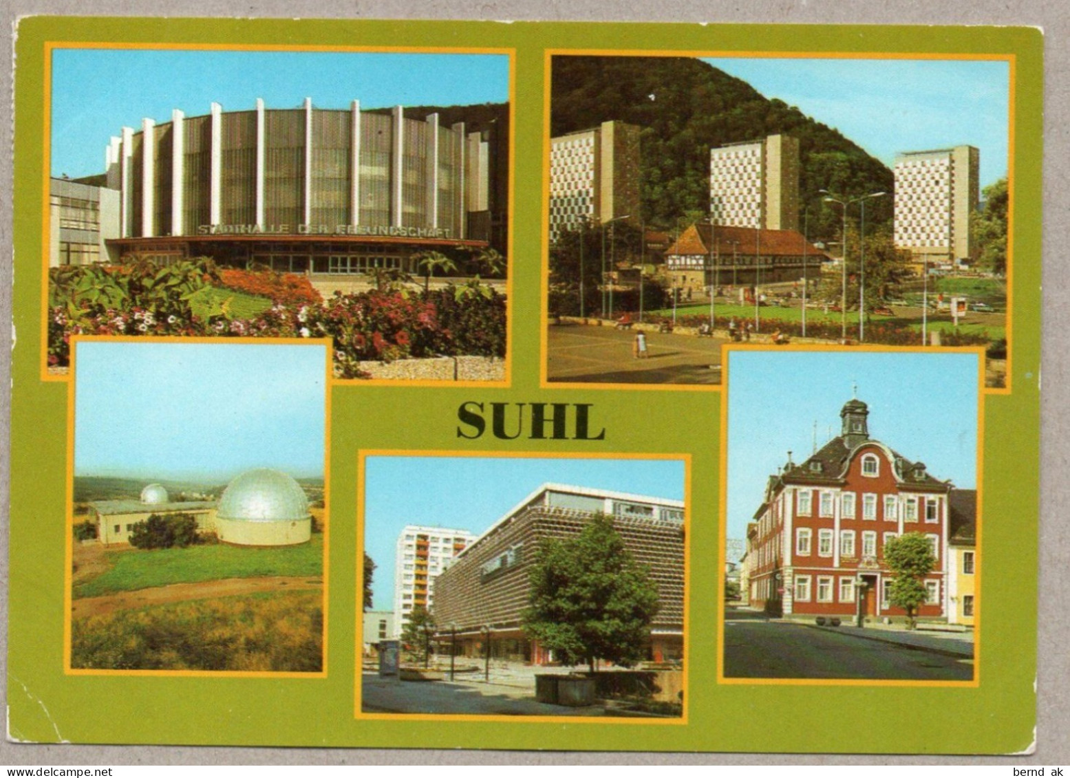 029#  BRD - 6 Color- AK: Suhl - Waffenmuseum, Rathaus, Warenhaus, Interhotel (alle Karten Im Bild) - Suhl