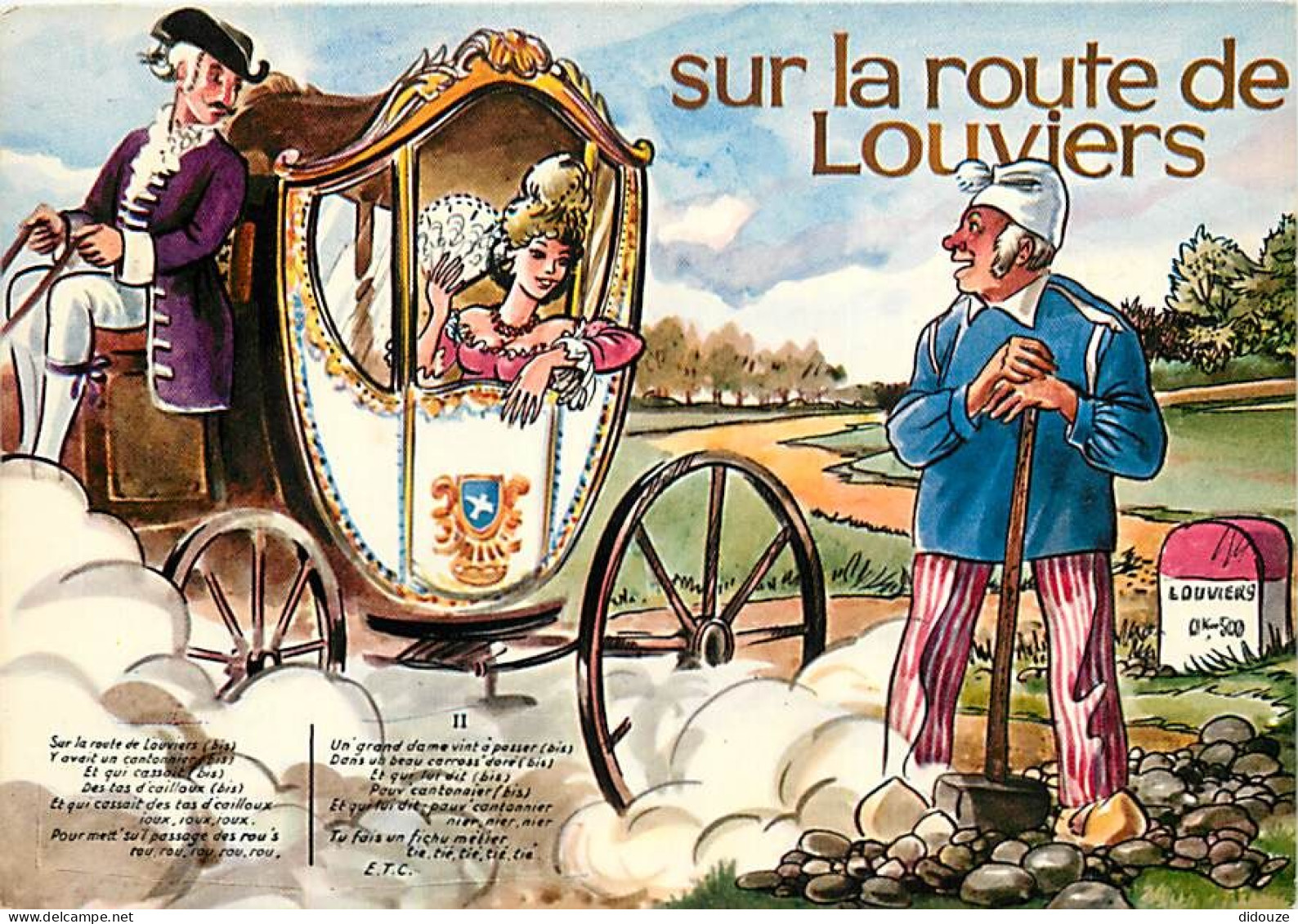 27 - Louviers - Sur La Route De Louviers - Illustration - Paroles De Chanson - Borne Kilométriquer - CPM - Voir Scans Re - Louviers