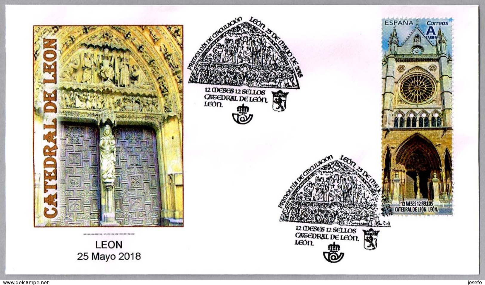 CATEDRAL DE LEON - Nueva Emision 12 Meses 12 Sellos. FDC Leon 2018 - Eglises Et Cathédrales