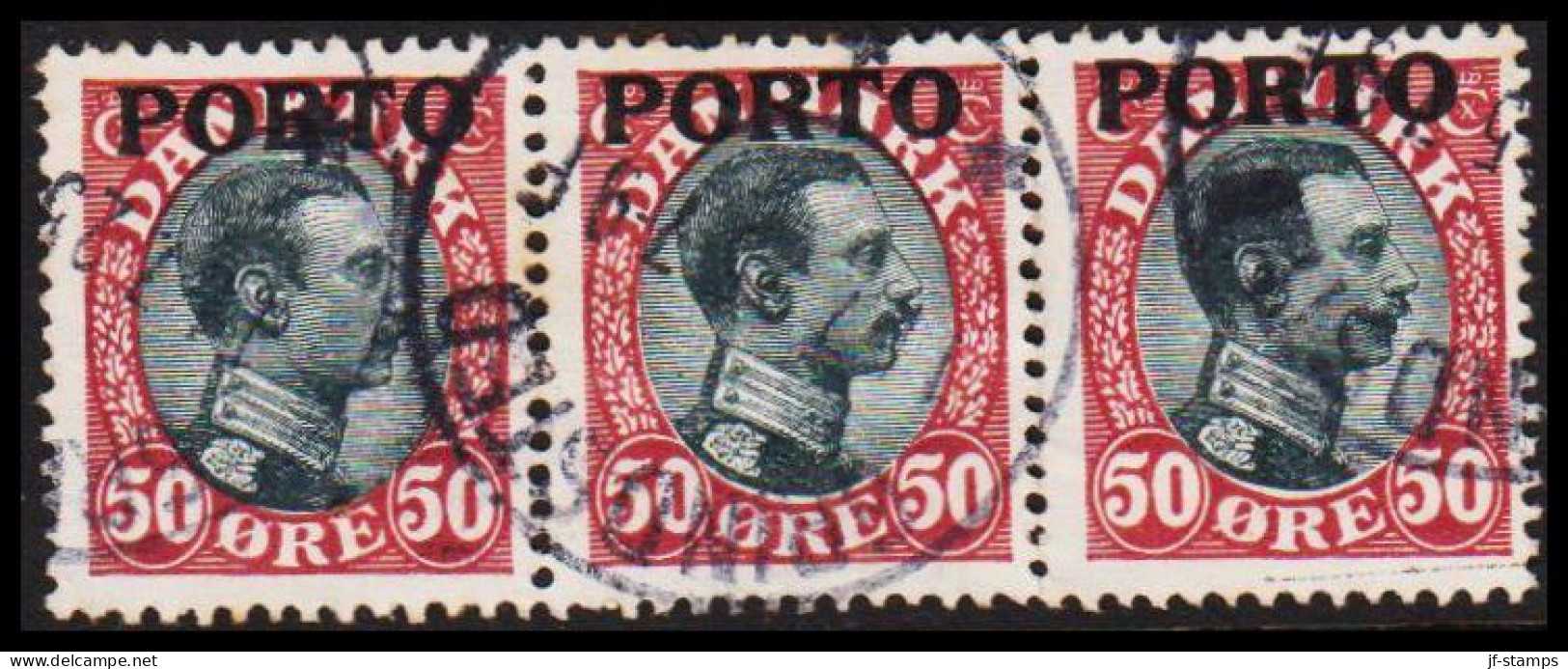 1921. DANMARK. Postage Due. Porto. Chr. X. 50 Øre Wine Red/black. In 3stripe Cancelled GRINDST... (Michel P7) - JF545135 - Port Dû (Taxe)