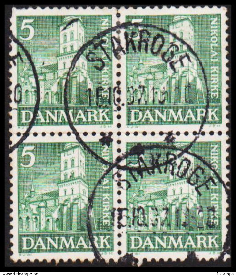 1936. DANMARK. 5 ØRE NIKOLAI KIRKE In 4block Cancelled STAKROGE 15.10.37.  (MICHEL 228) - JF545137 - Used Stamps