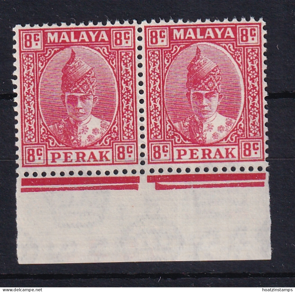 Malaya - Perak: 1938/41   Sultan Iskandar   SG111    8c   Scarlet    MNH Pair - Perak