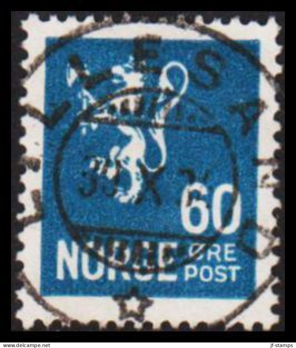 1927. NORGE. New Liontype. 60 øre Preussian Blue. LUXUS Cancel LILLESTRAND 30 X 34. (Michel 132) - JF545157 - Used Stamps