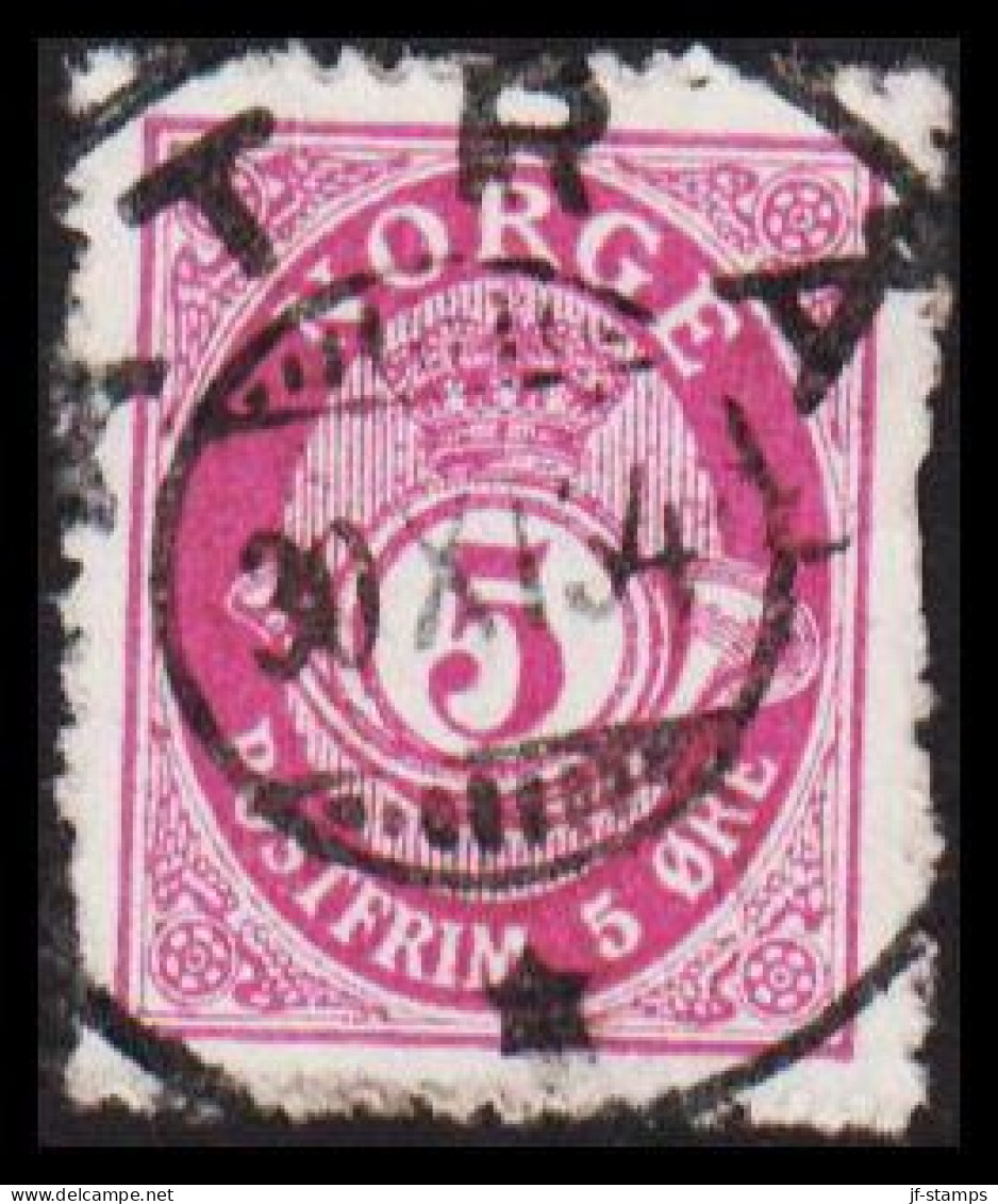 1934. NORGE. 5 øre Posthorn With LUXUS Cancel ATRÅ 30 XI 34. Uneven Perforation.  (Michel 96 ) - JF545164 - Used Stamps