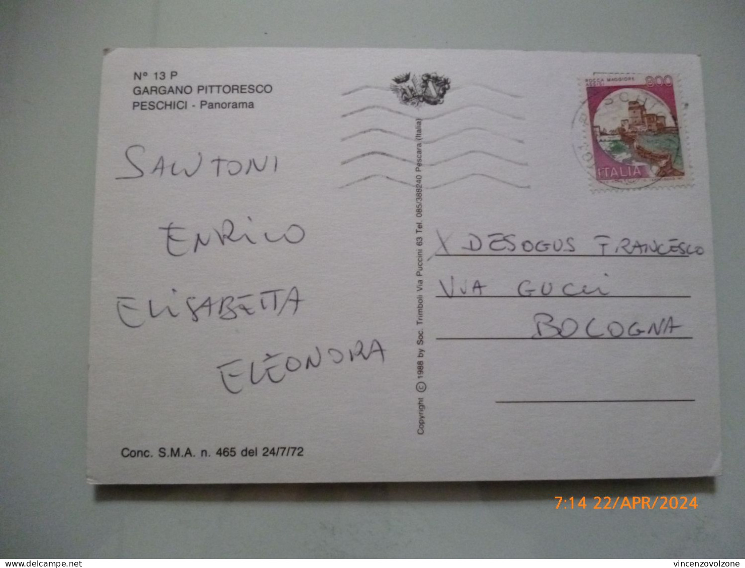 Cartolina Viaggiata "PESCHICI Panorama" 1993 - Foggia