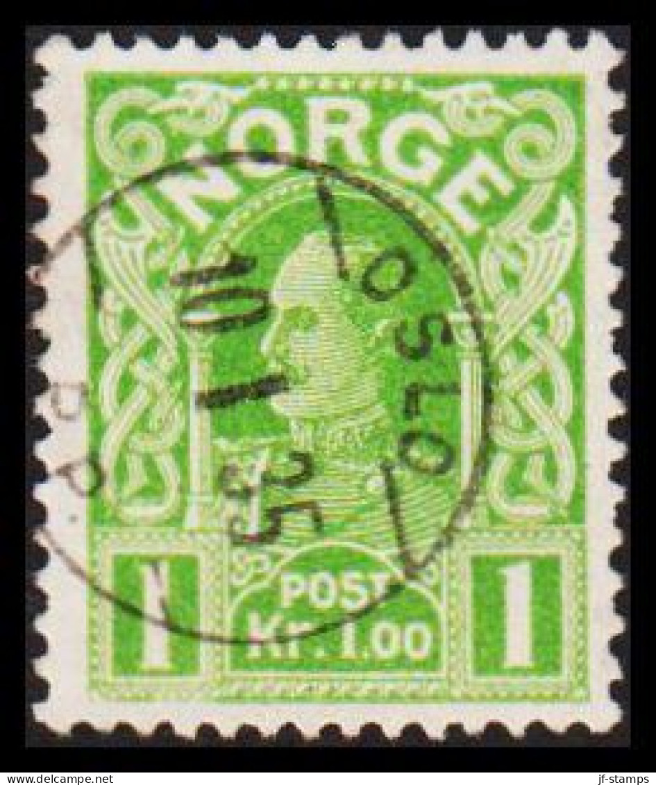 1935. NORGE. Haakon. Smooth Background. 1 Kr. FINE Cancelled With Small Cancel OSLO P.P. 19 1... (Michel 89b) - JF545169 - Gebraucht