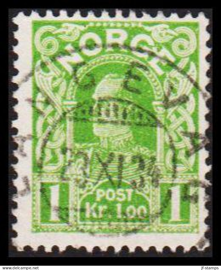 1934. NORGE. Haakon. Smooth Background. 1 Kr. LUXUS Cancelled LANGEVAAG 23 XI 34. (Michel 89b) - JF545171 - Gebraucht