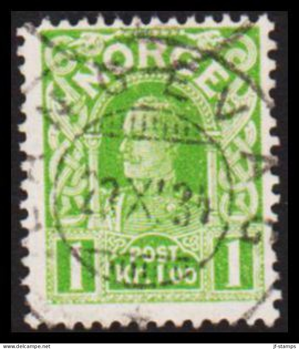 1934. NORGE. Haakon. Smooth Background. 1 Kr. FINE Cancelled LANGEVAAG 23 XI 34. (Michel 89b) - JF545172 - Used Stamps