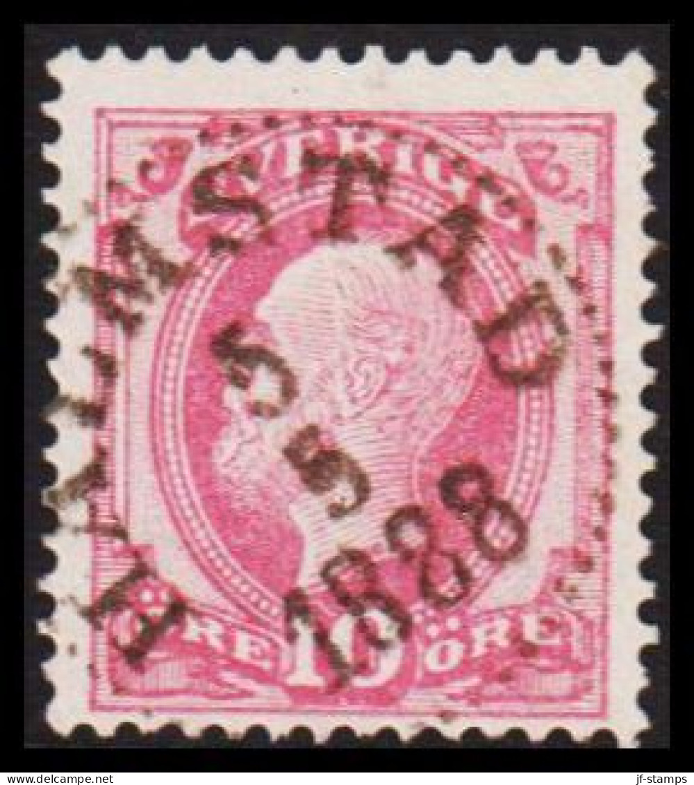 HALMSTAD 5 5 1888. LUXUS Cancel On 1886. Oscar II. Post Horn On Back. 10 öre Rose. (Michel 38) - JF545175 - Usados