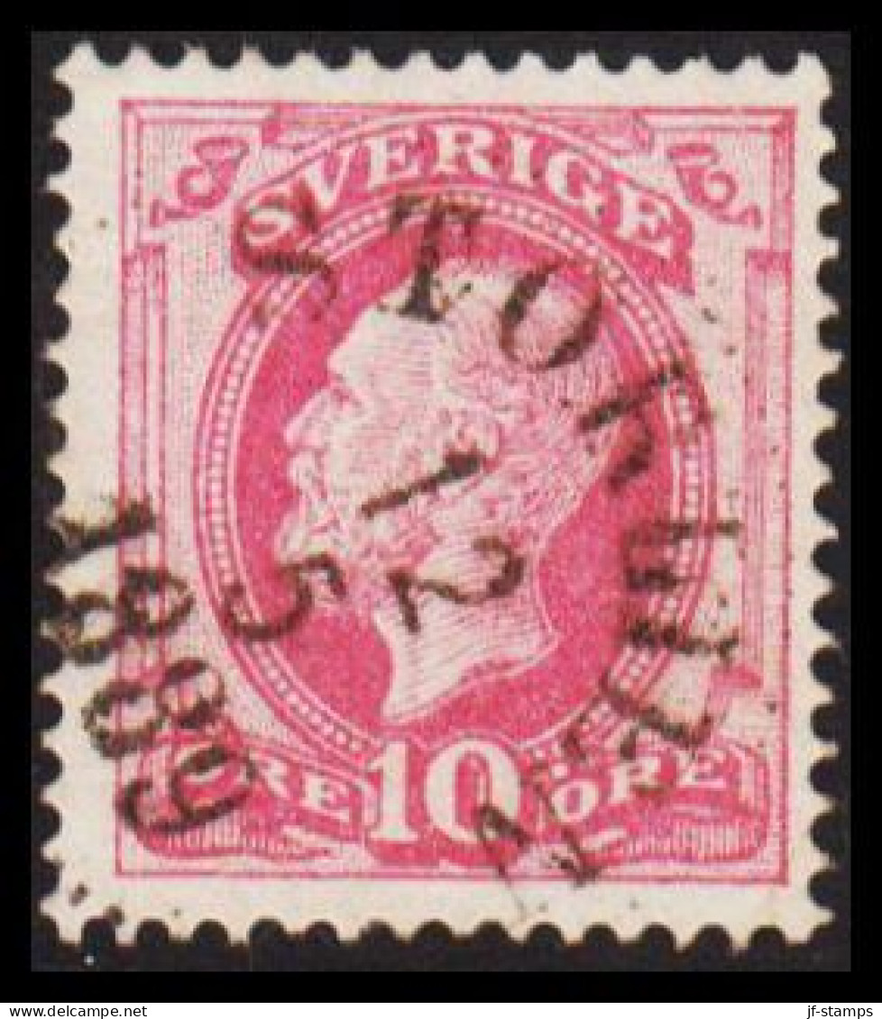 STORLIEN 12 5 1889. FINE Cancel On 1886. Oscar II. Post Horn On Back. 10 öre Rose. (Michel 38) - JF545178 - Used Stamps