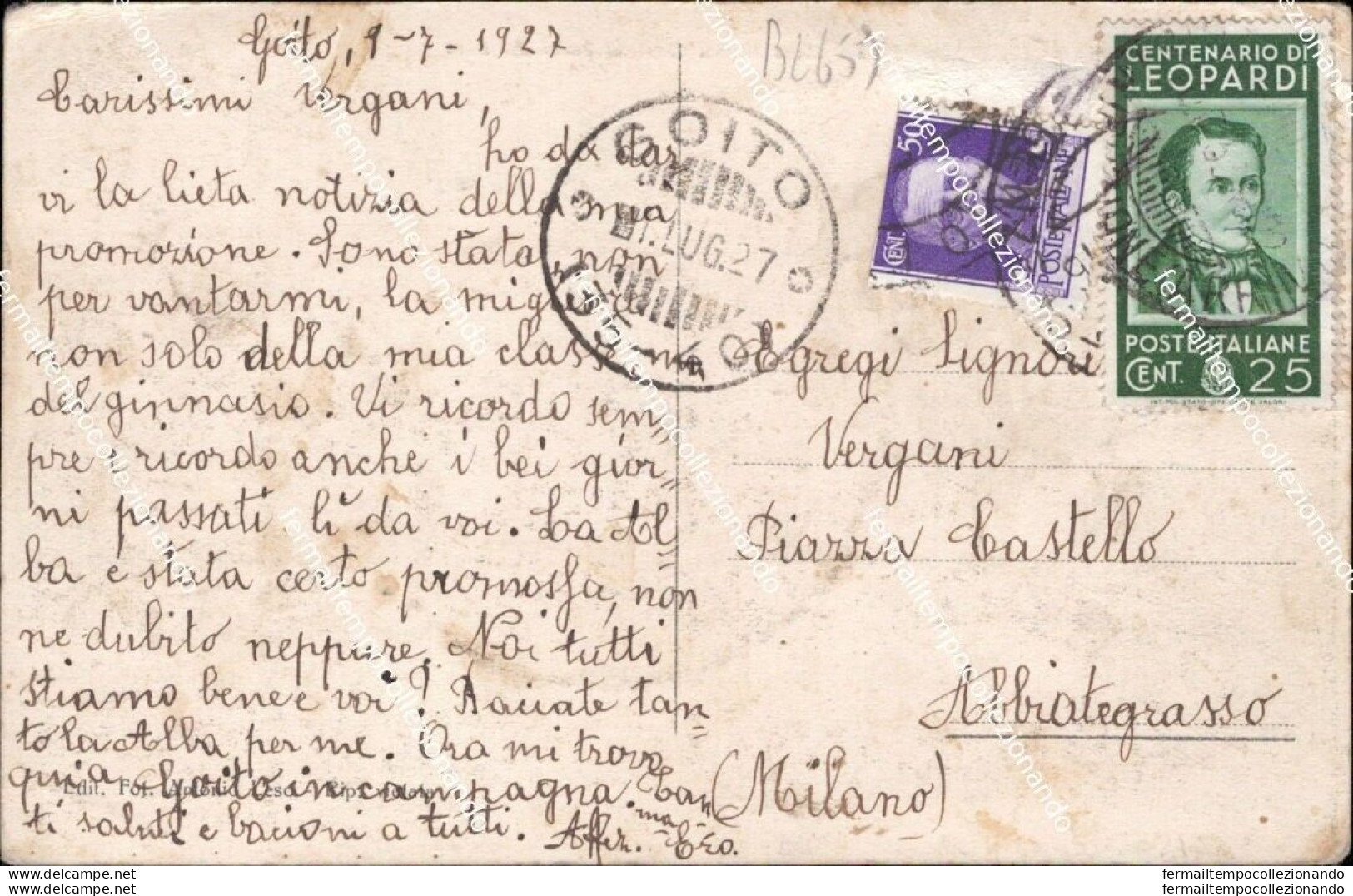 Bl659 Cartolina Boscochiesanuova Verso Monti Cima Di Posta 1927 Verona Veneto - Verona