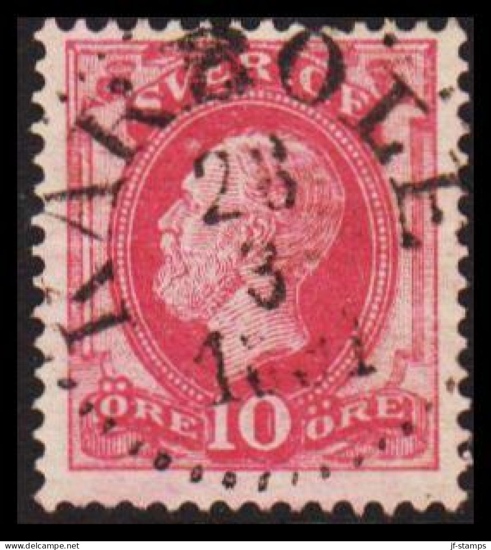 KÅRBÖLE 28 3 1891. LUXUS Cancel On 1886. Oscar II. Post Horn On Back. 10 öre Rose. (Michel 38) - JF545186 - Usados