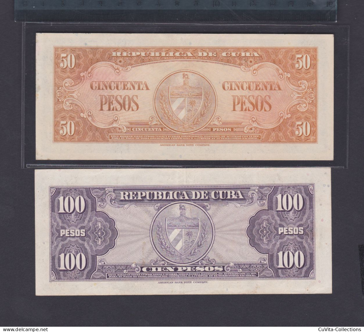 Cuba Lote De 5 Billetes De 5/10/20/50/100 Pesos 1958 (Año Muy Dificil En Algunos De Ellos) - Kuba