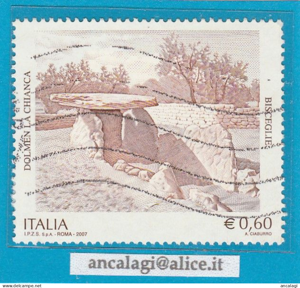 USATI ITALIA 2007 - Ref.1059 "DOLMEN LA CHIANCA, BISCEGLIE" 1 Val. - - 2001-10: Usados