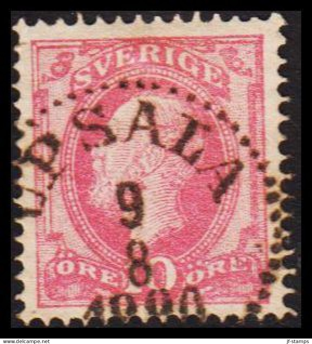 UPSALA 9 8 1988. LUXUS Cancel On 1886. Oscar II. Post Horn On Back. 10 öre Rose. (Michel 38) - JF545198 - Used Stamps