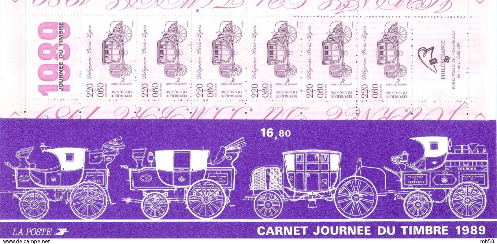 FRANCE 1989 - Journée Du Timbre Diligence Paris Lyon - Bande Carnet N° BC 2578A Non Pliée Neuf ** - Stamp Day